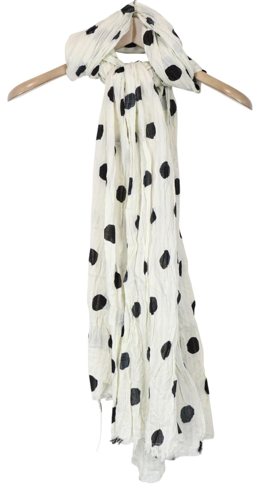 MAISON SCOTCH Women's Scarf OS White Cotton Light Dot Print Soft Wrap
