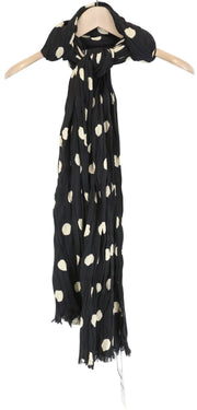 MAISON SCOTCH Women's Scarf OS Washed Black Cotton Dot Print Lightweight