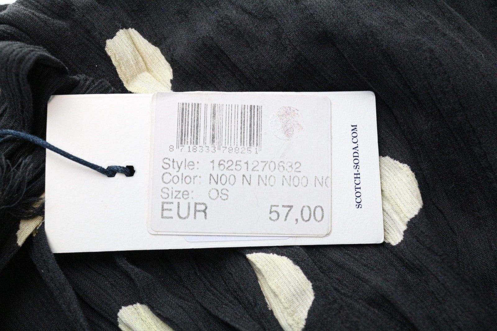 MAISON SCOTCH Women's Scarf OS Washed Black Cotton Dot Print Lightweight