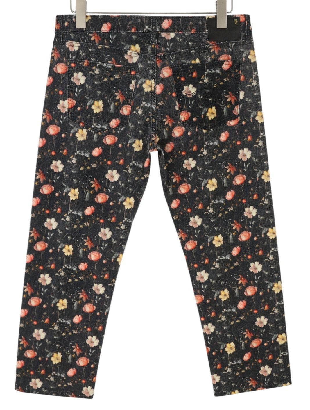 R13 Boy Straight Women Jeans 28 Lunar Petal Velveteen Floral Print Cropped FW25