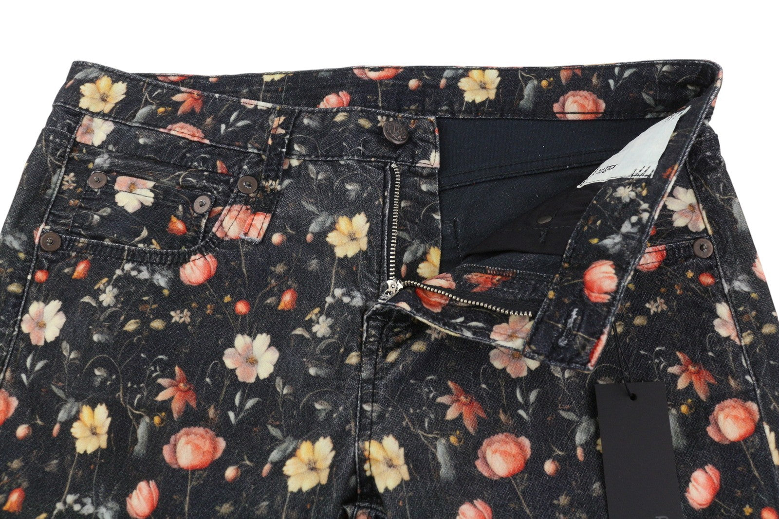 R13 Boy Straight Women Jeans 28 Lunar Petal Velveteen Floral Print Cropped FW25