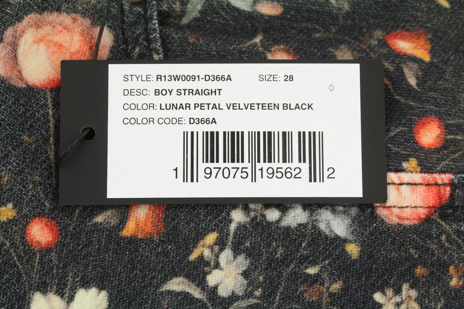 R13 Boy Straight Women Jeans 28 Lunar Petal Velveteen Floral Print Cropped FW25