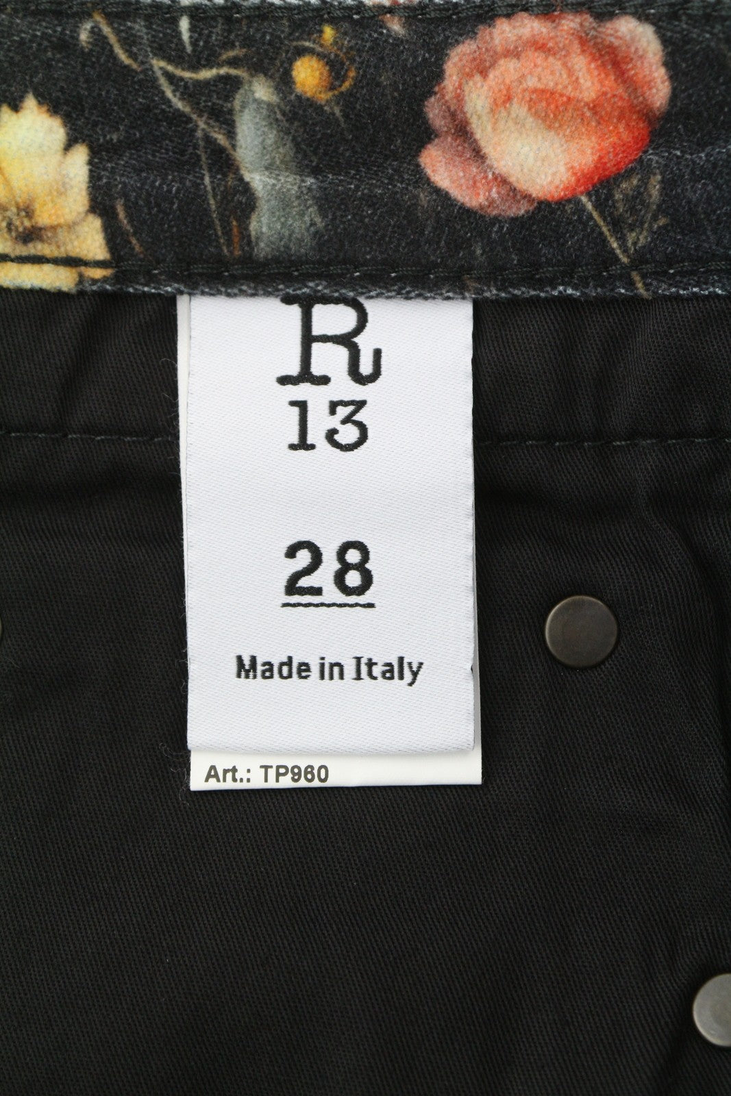 R13 Boy Straight Women Jeans 28 Lunar Petal Velveteen Floral Print Cropped FW25