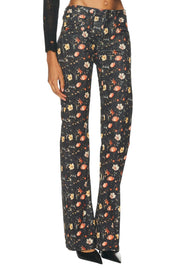 R13 Boy Flare Women Jeans 31 Lunar Petal Velveteen Floral Print FW25 RRP799