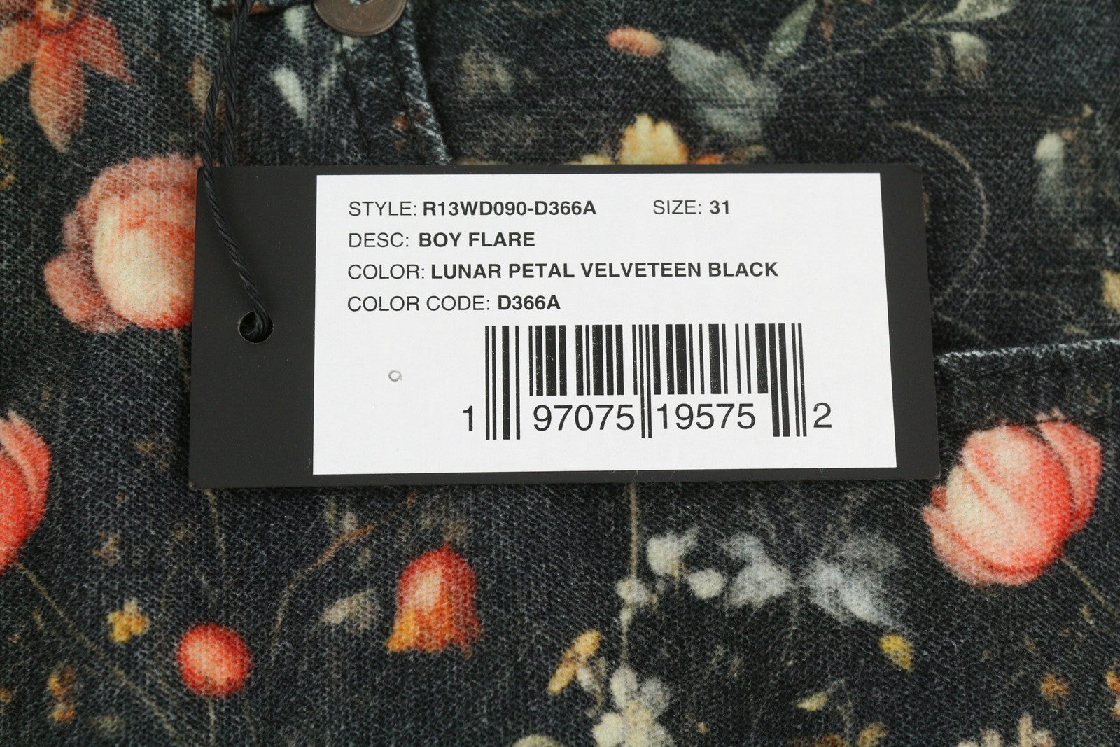 R13 Boy Flare Women Jeans 31 Lunar Petal Velveteen Floral Print FW25 RRP799