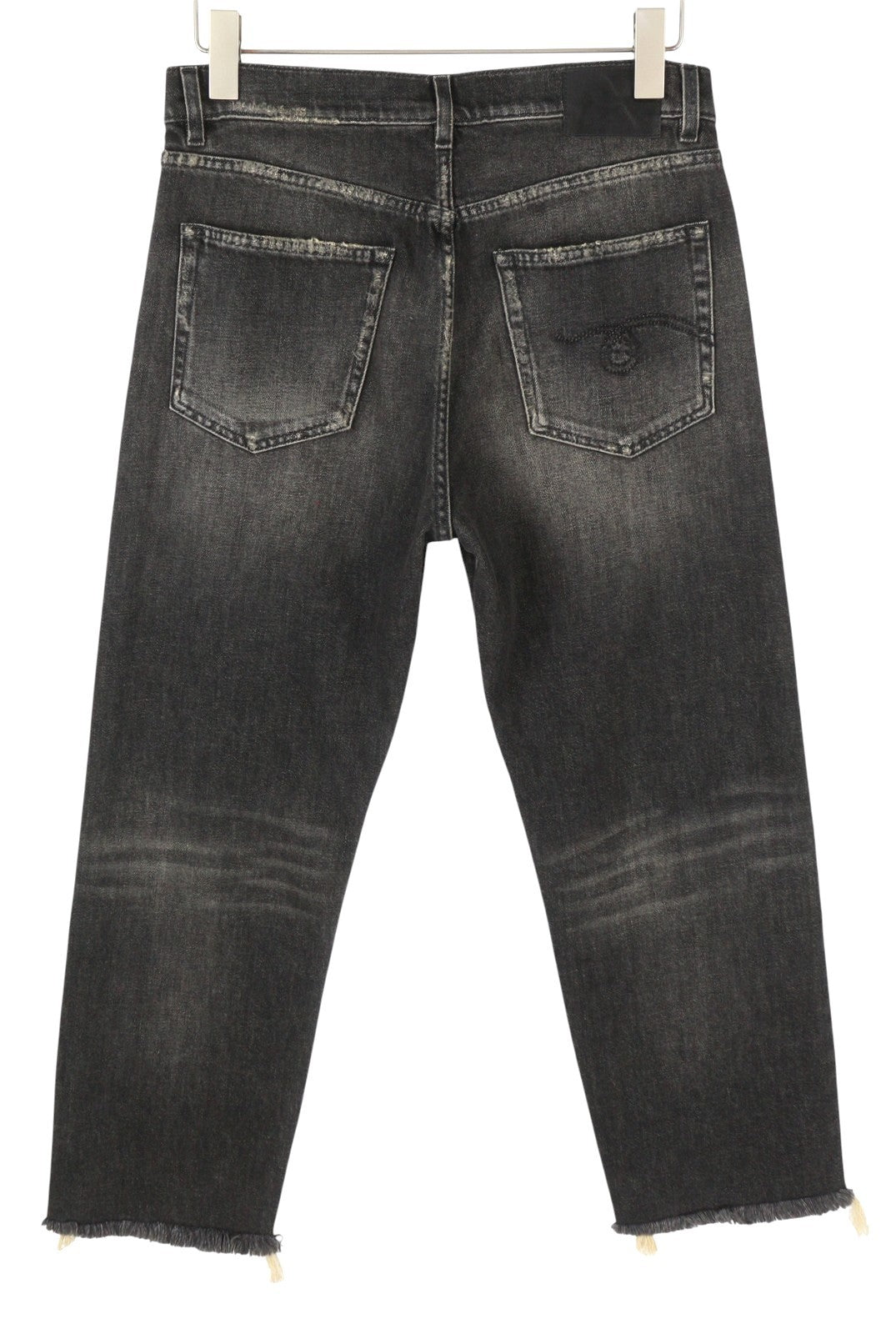 R13 Boyfriend Women Jeans 28 Abbey Black Faded Distress Ripped Straight Fit FW25