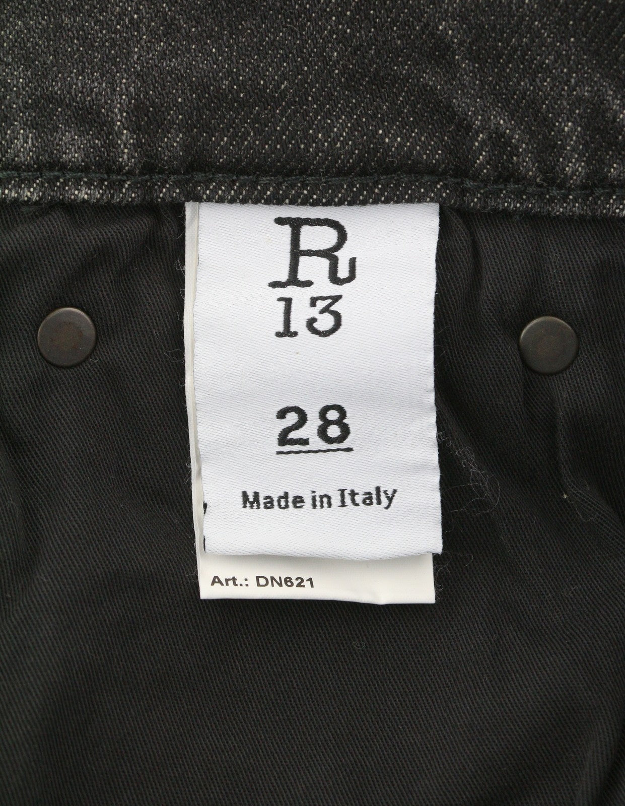 R13 Boyfriend Women Jeans 28 Abbey Black Faded Distress Ripped Straight Fit FW25