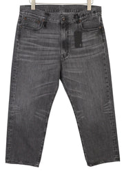 R13 Boyfriend Women Jeans 31 Wilson Black Whiskers Faded Denim Cropped Zip PS25