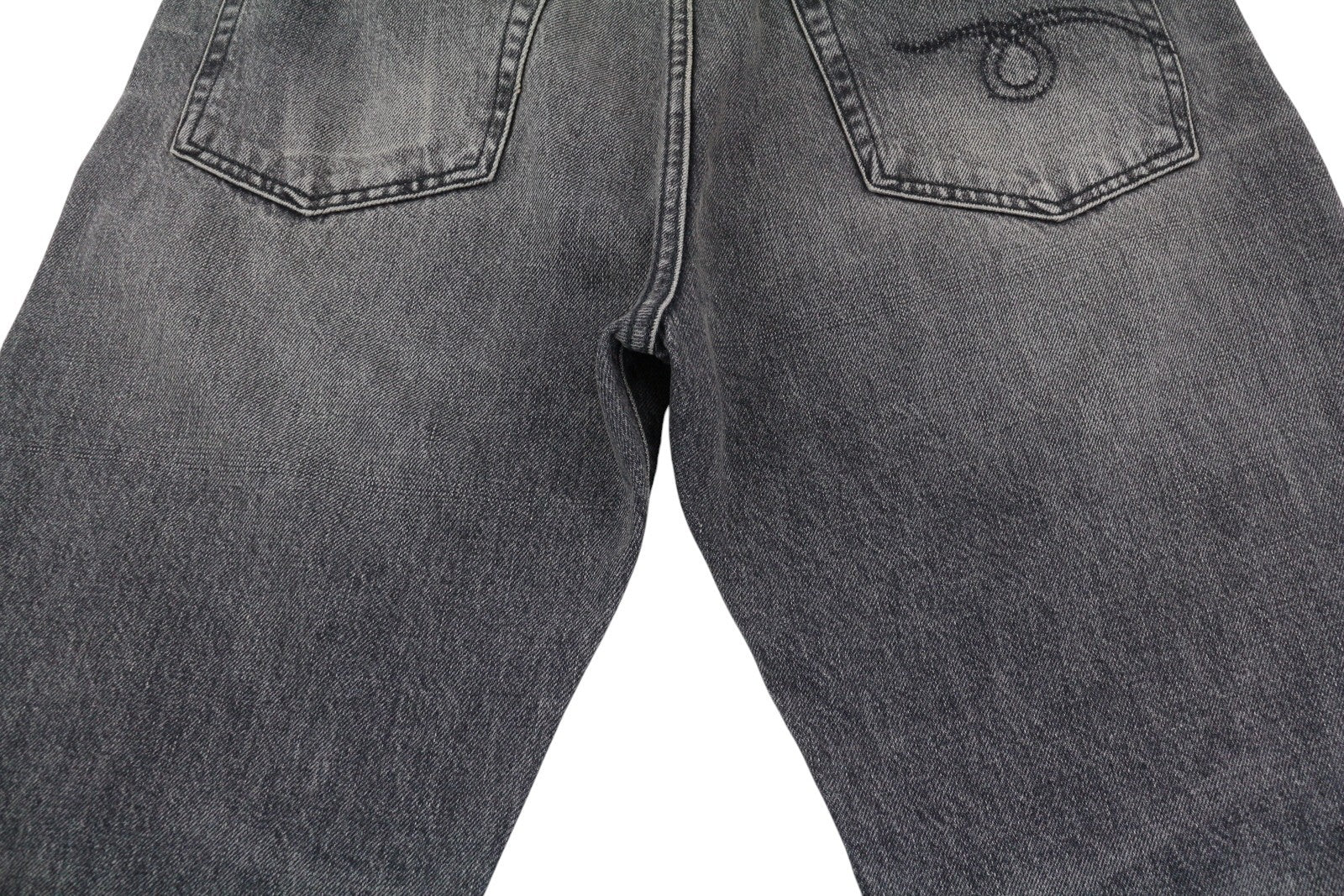 R13 Boyfriend Women Jeans 29 Leyton Black Faded Cropped Straight Fit Zip FW25