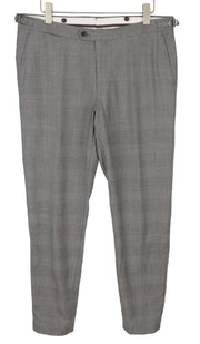 SUITSUPPLY La Spalla SA Men Trousers UK42L Grey Wool Plaid Tapered Fit Zip Fly