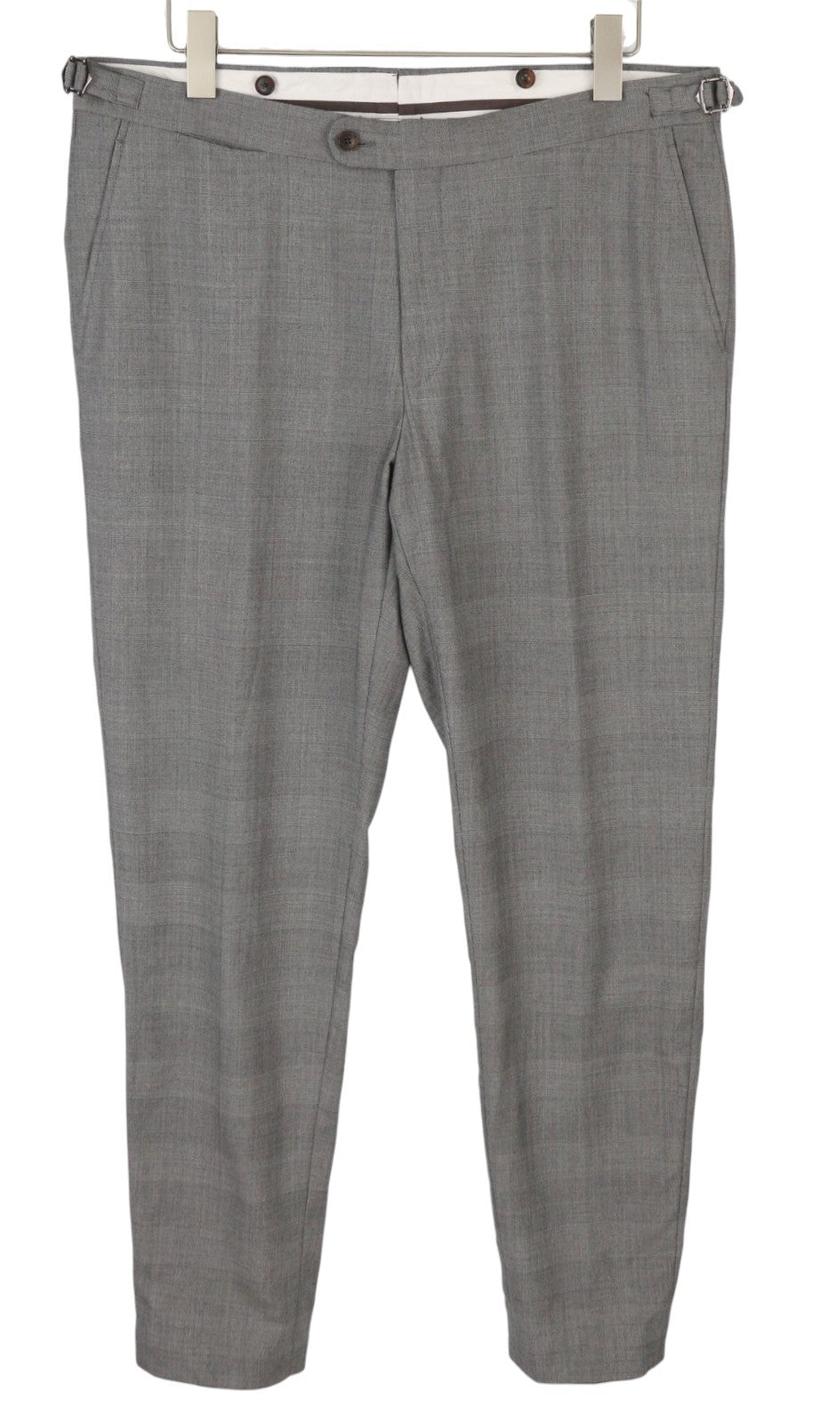 SUITSUPPLY La Spalla SA Men Trousers UK42L Grey Wool Plaid Tapered Fit Zip Fly