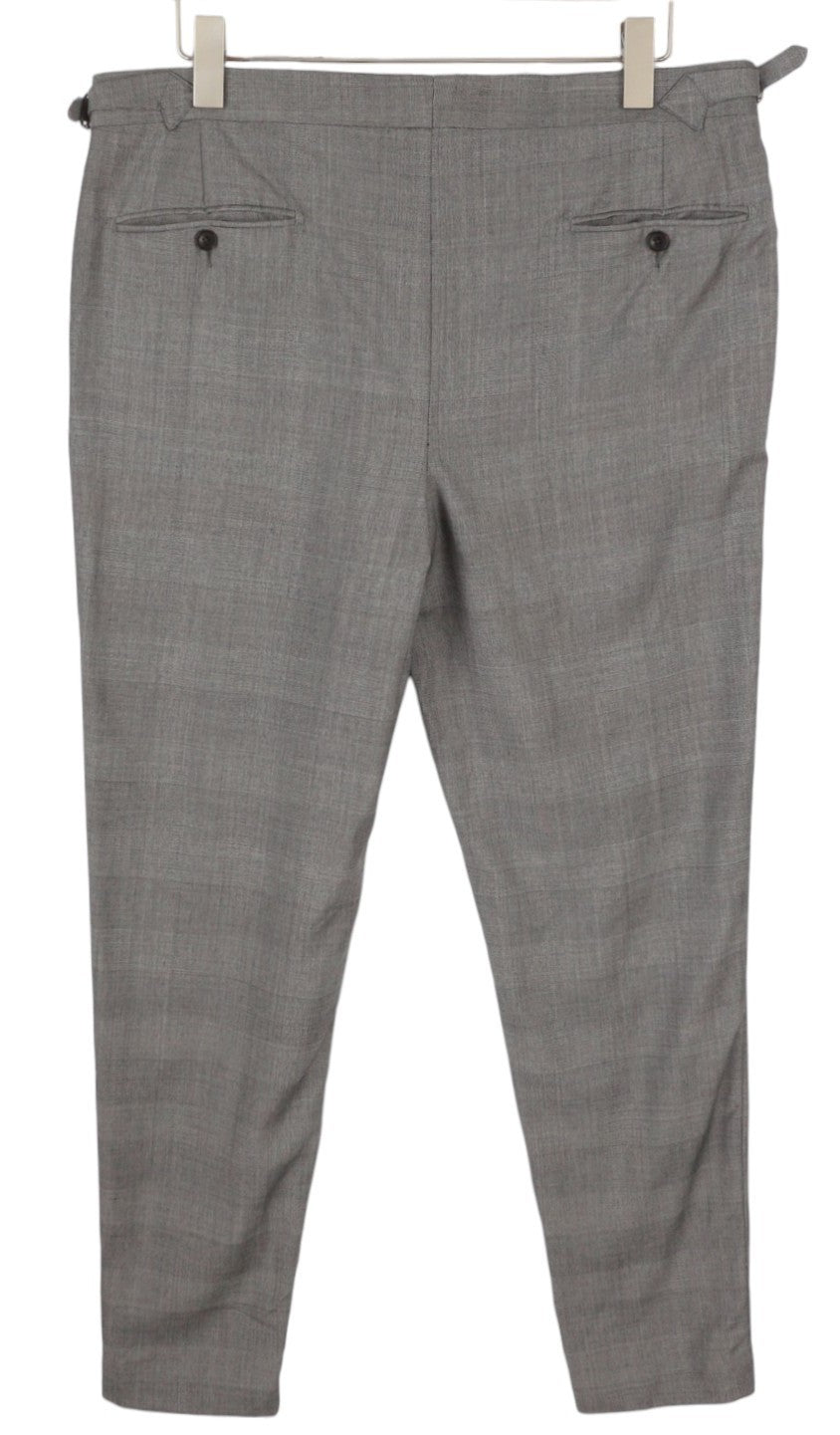 SUITSUPPLY La Spalla SA Men Trousers UK42L Grey Wool Plaid Tapered Fit Zip Fly