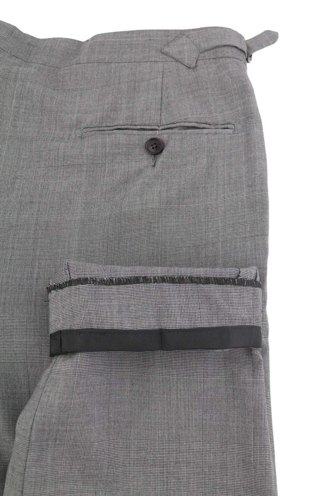 SUITSUPPLY La Spalla SA Men Trousers UK42L Grey Wool Plaid Tapered Fit Zip Fly