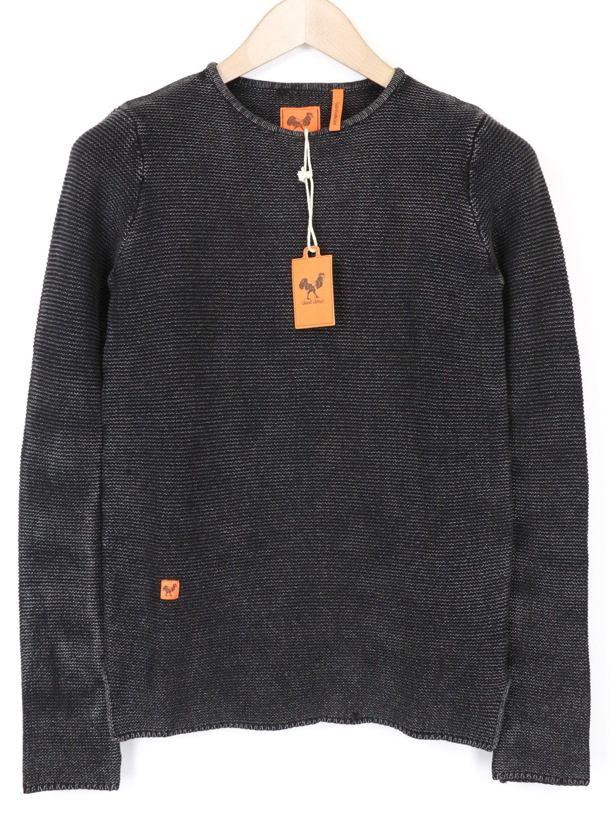 GOOD GENES Women's Sweatshirt XS Black Washed Cotton Long Sleeve Ribbed