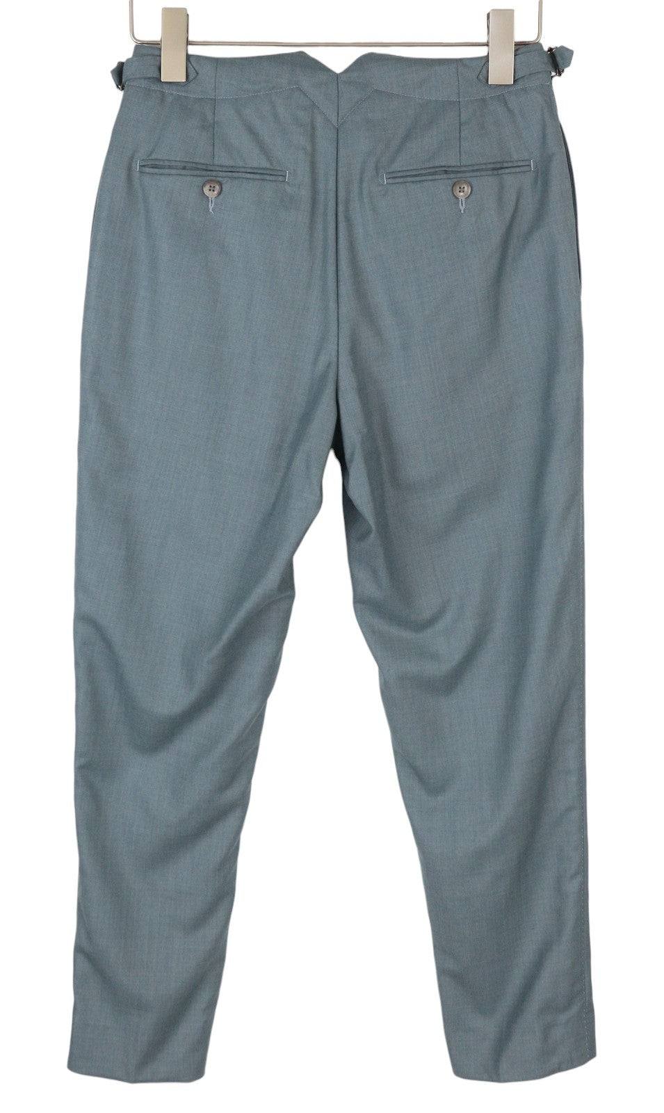 SUITSUPPLY Brescia Men Trousers UK34R Blue Wool Tapered Fit Flat Front Zip Fly