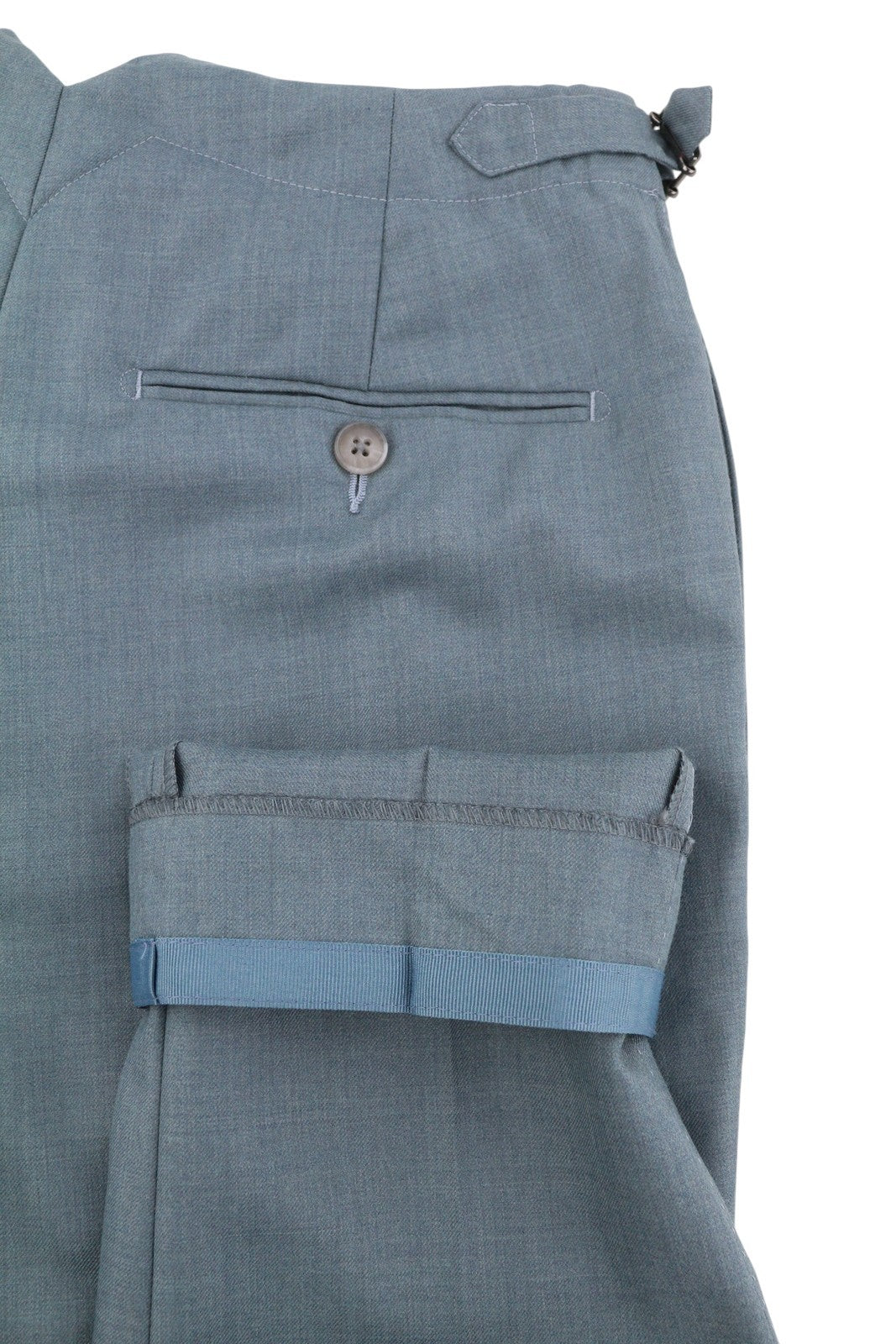 SUITSUPPLY Brescia Men Trousers UK34R Blue Wool Tapered Fit Flat Front Zip Fly