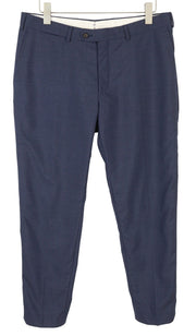 SUITSUPPLY Soho Turn-Up Men Trousers UK32R Blue Pure Wool S120 Tapered Fit Zip