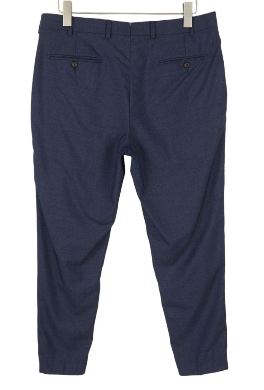 SUITSUPPLY Soho Turn-Up Men Trousers UK32R Blue Pure Wool S120 Tapered Fit Zip