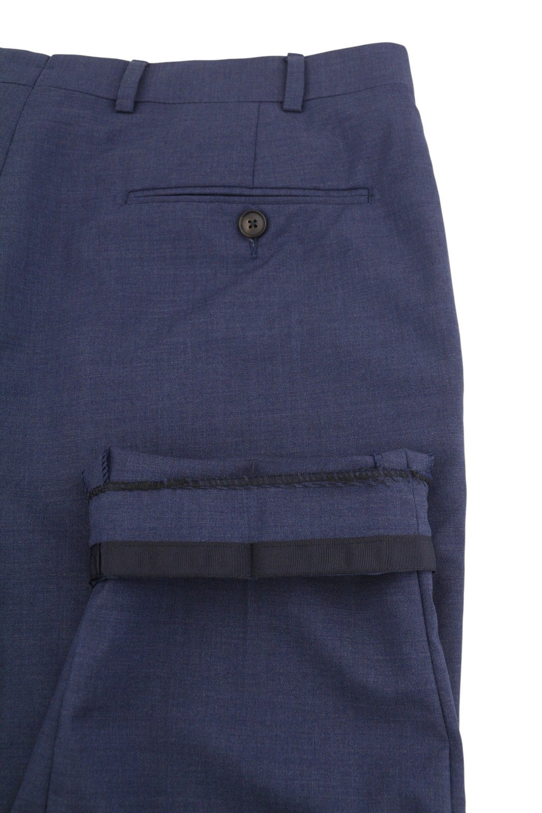 SUITSUPPLY Soho Turn-Up Men Trousers UK32R Blue Pure Wool S120 Tapered Fit Zip