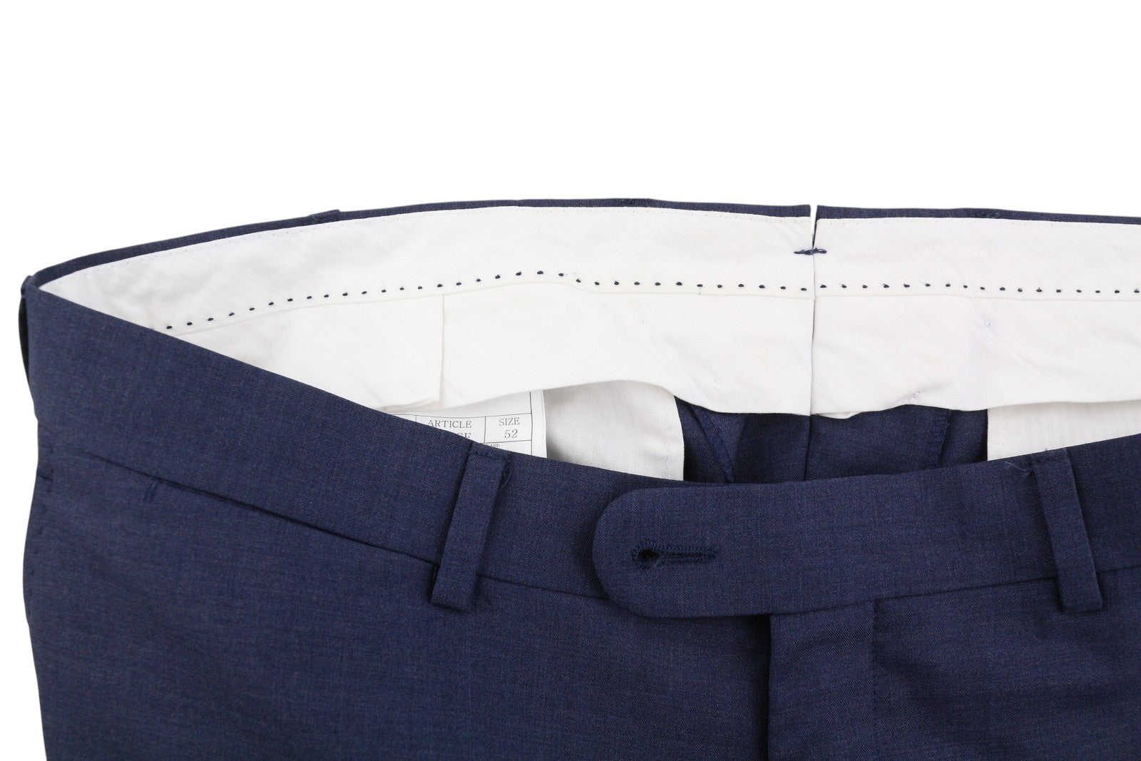 SUITSUPPLY Soho Turn-Up Men Trousers UK32R Blue Pure Wool S120 Tapered Fit Zip