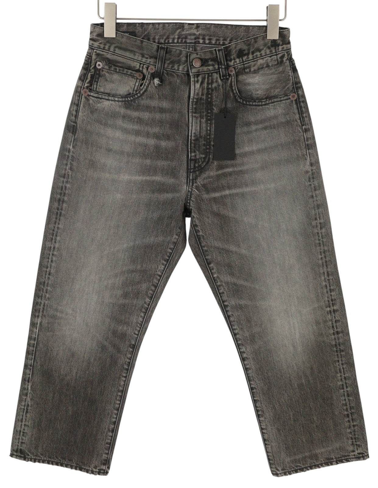 R13 X-BF Women Jeans 25 Polaris Black Whiskers Faded Cropped Ankle Denim PS25