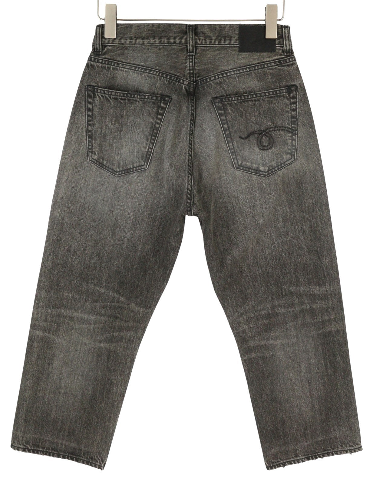 R13 X-BF Women Jeans 25 Polaris Black Whiskers Faded Cropped Ankle Denim PS25