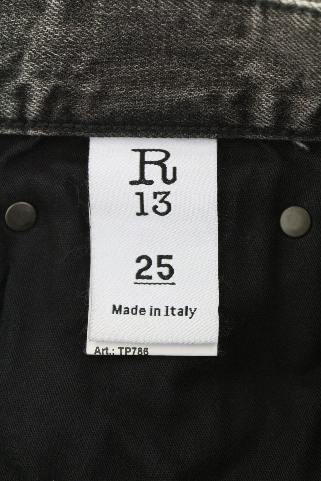 R13 X-BF Women Jeans 25 Polaris Black Whiskers Faded Cropped Ankle Denim PS25