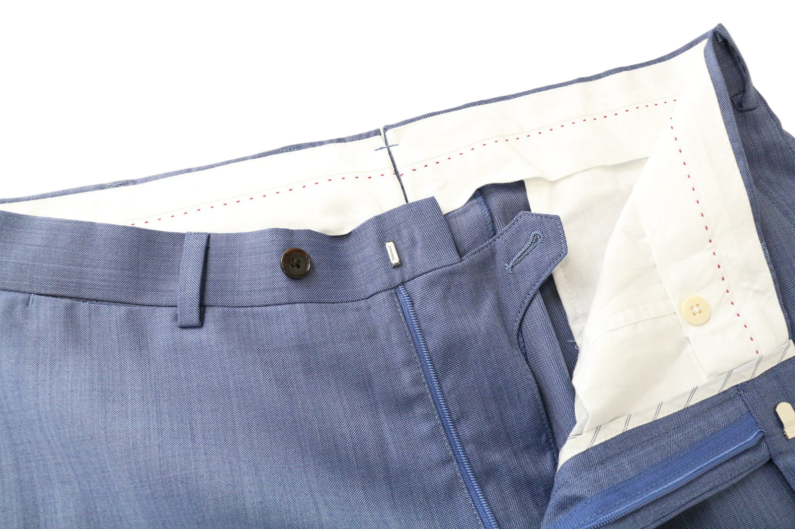 SUITSUPPLY Sienna Men's Trousers UK40R Blue Pure Wool Pleated Lined Dress