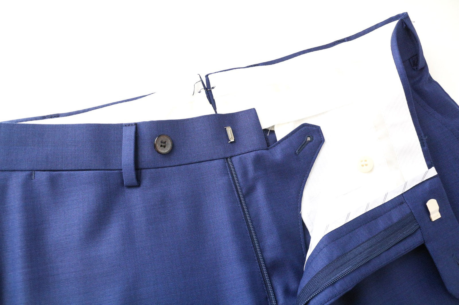 SUITSUPPLY Brescia Men's Trousers UK36R Blue Wool Pleated Pure Classic Fit