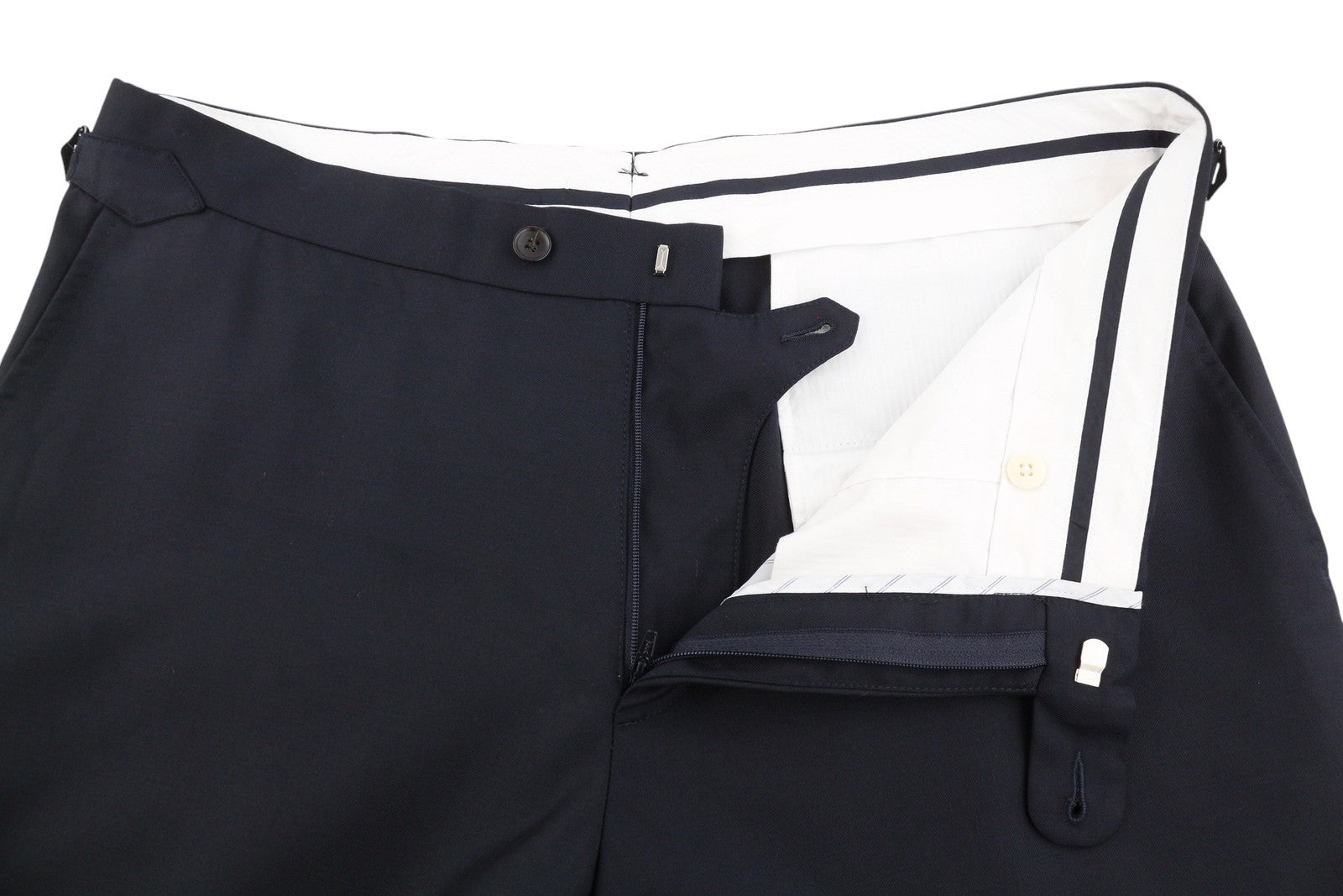 SUITSUPPLY Soho SA Men Trousers UK44S Dark Blue Wool Tapered Fit Zip Fly Formal