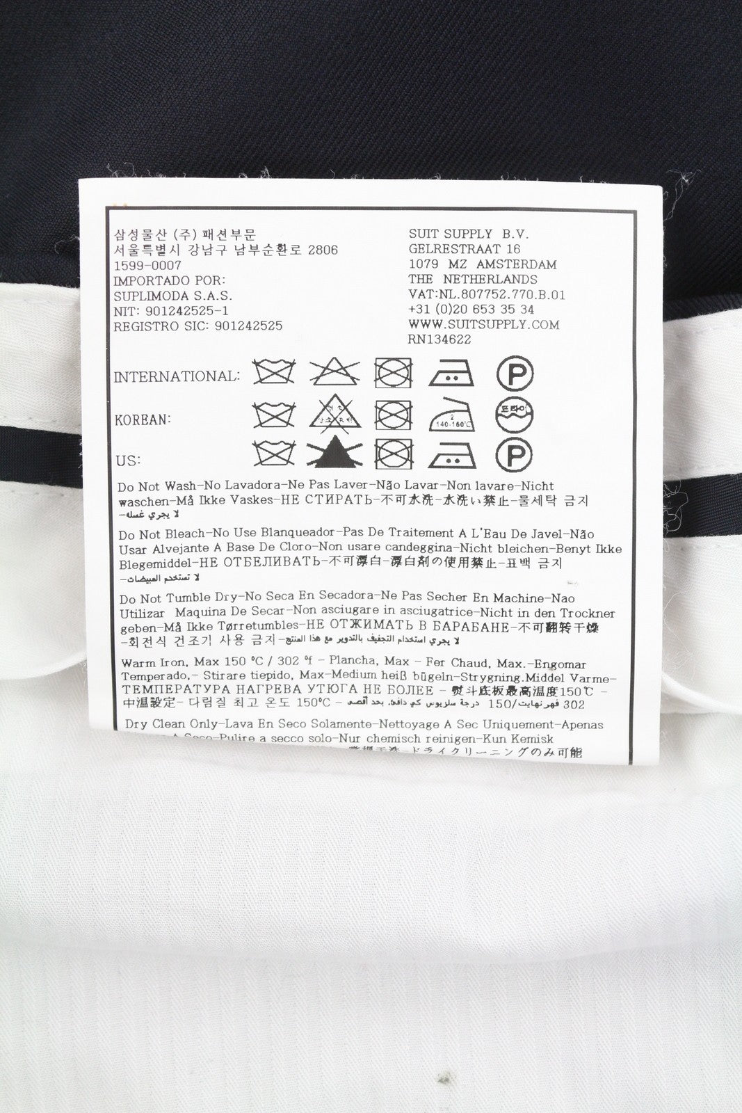 SUITSUPPLY Soho SA Men Trousers UK44S Dark Blue Wool Tapered Fit Zip Fly Formal