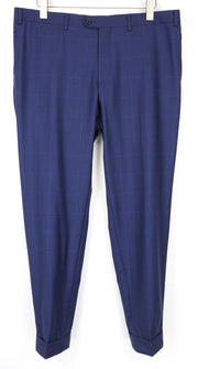 SUITSUPPLY Lazio Men's Trousers UK42S Blue Wool Checked Pleated Smart Cut