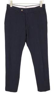 SUITSUPPLY Brescia Slim Fit Men Trousers UK36R Dark Blue Seersucker Texture Zip