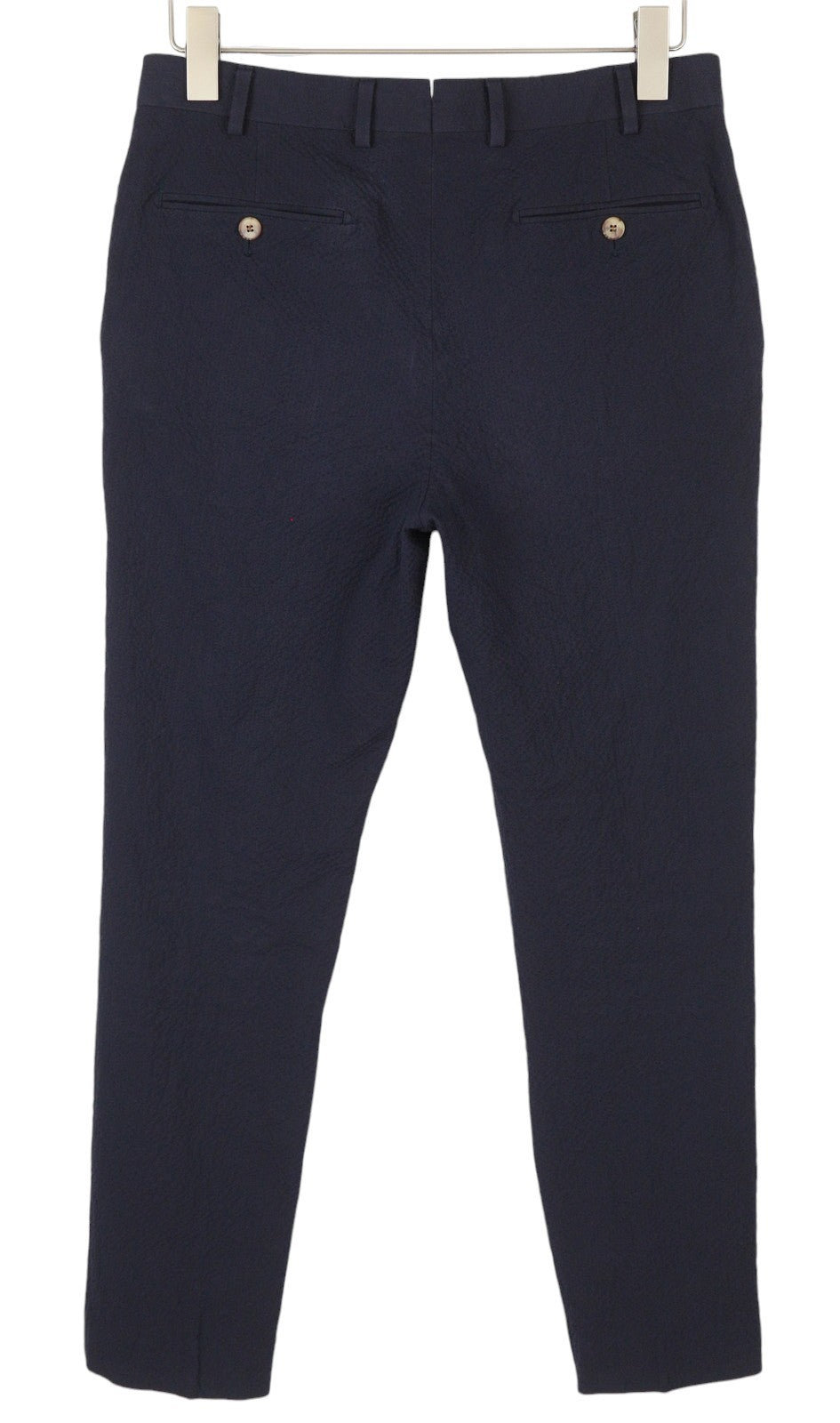 SUITSUPPLY Brescia Slim Fit Men Trousers UK36R Dark Blue Seersucker Texture Zip