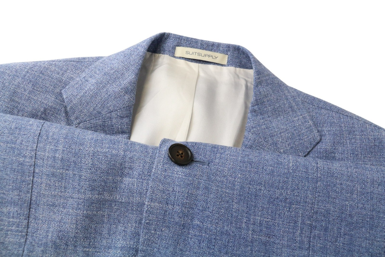 SUITSUPPLY Lazio Men's Suit UK36R Slim Blue Wool Silk Linen Classic 2Pc