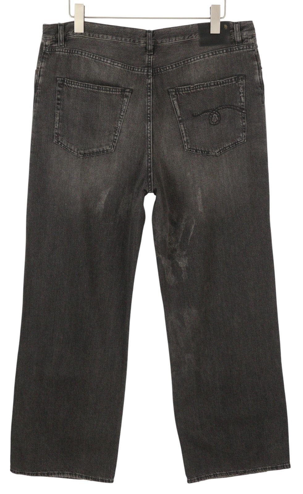 R13 Damon Pleated Women Jeans 29 Ellery Black Whiskers Faded Relaxed Fit Denim