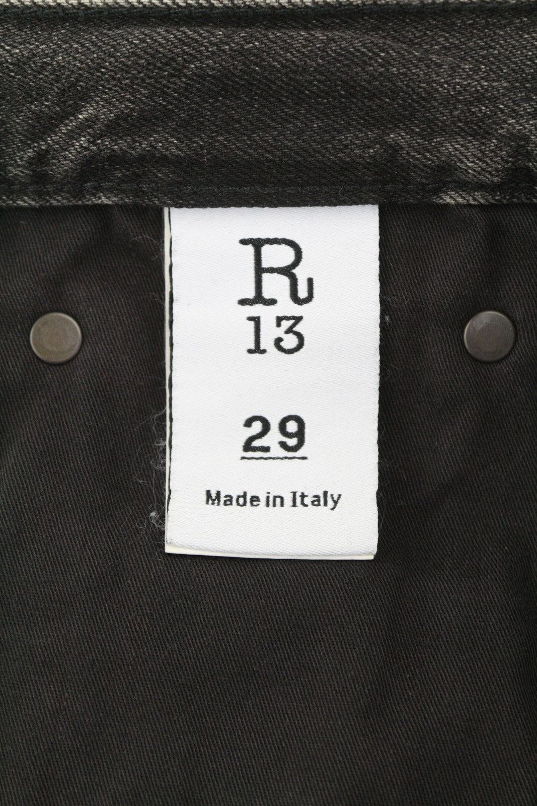 R13 Damon Pleated Women Jeans 29 Ellery Black Whiskers Faded Relaxed Fit Denim