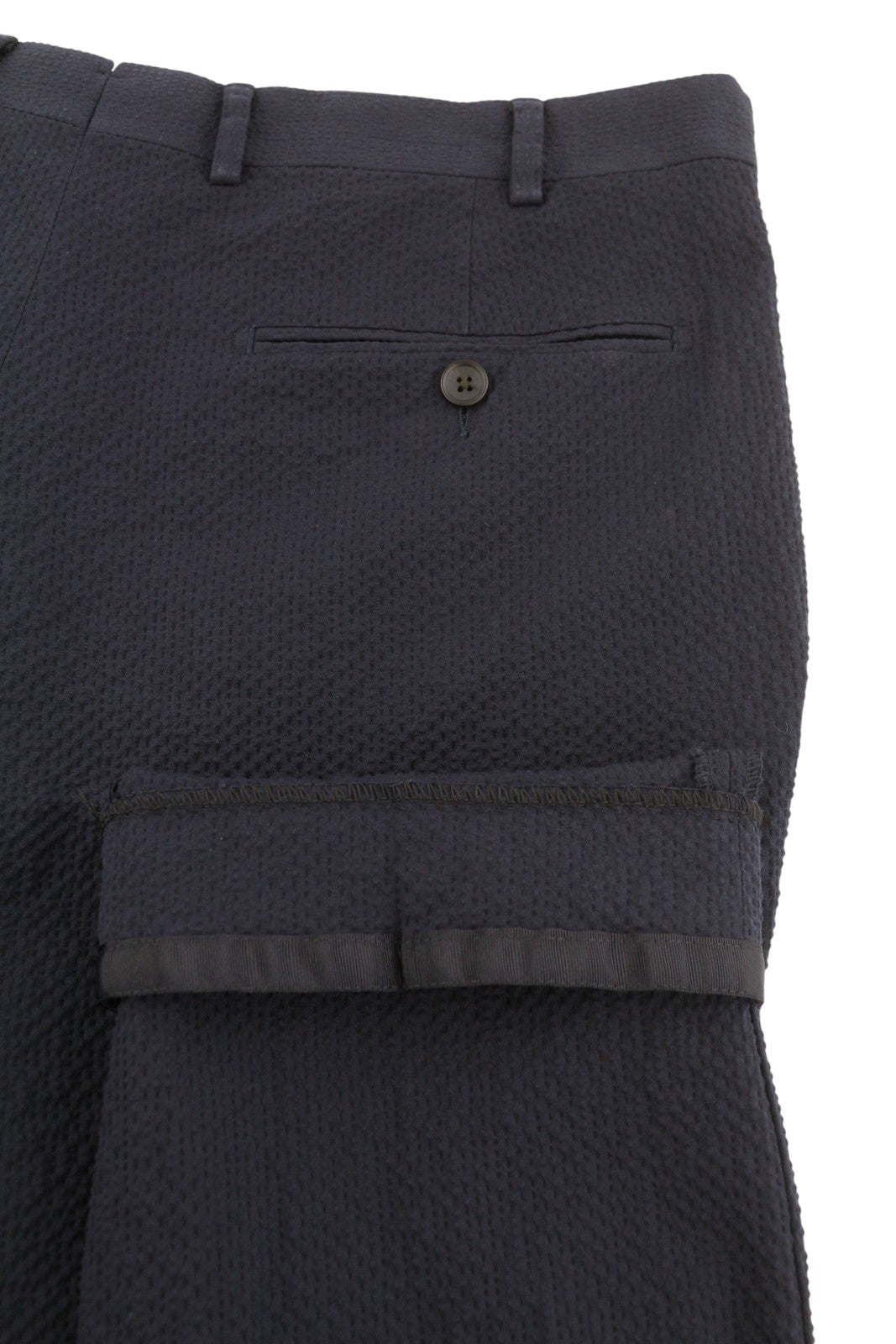 SUITSUPPLY Soho Men Trousers UK46R Dark Blue Seersucker Texture Tapered Fit