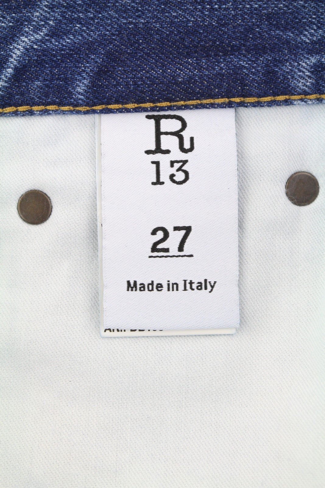 R13 Boyfriend Women Jeans 27 Jasper Whiskers Faded Cropped Zip Blue Denim PF25