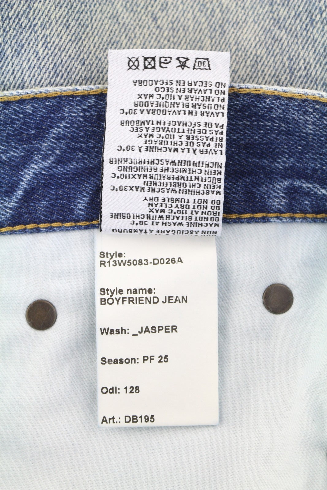 R13 Boyfriend Women Jeans 27 Jasper Whiskers Faded Cropped Zip Blue Denim PF25