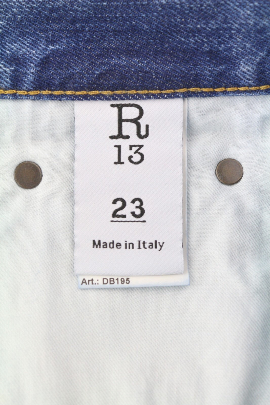 R13 Boyfriend Women Jeans 23 Jasper Whiskers Faded Cropped Zip Blue Denim PF25