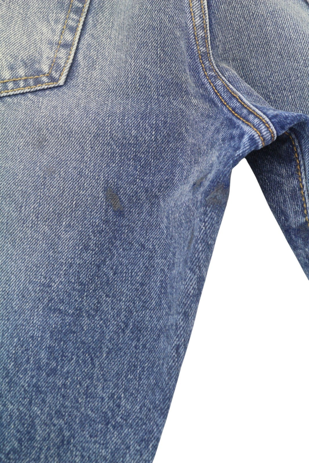 R13 Boyfriend Women Jeans 26 Jasper Whiskers Faded Cropped Zip Blue Denim PF25