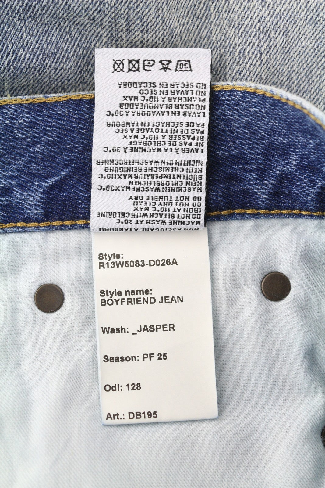 R13 Boyfriend Women Jeans 26 Jasper Whiskers Faded Cropped Zip Blue Denim PF25