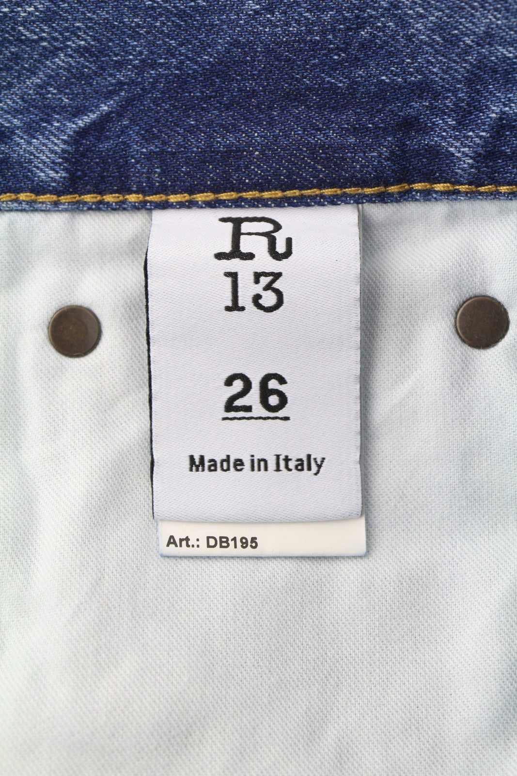 R13 Boyfriend Women Jeans 26 Jasper Whiskers Faded Cropped Zip Blue Denim PF25