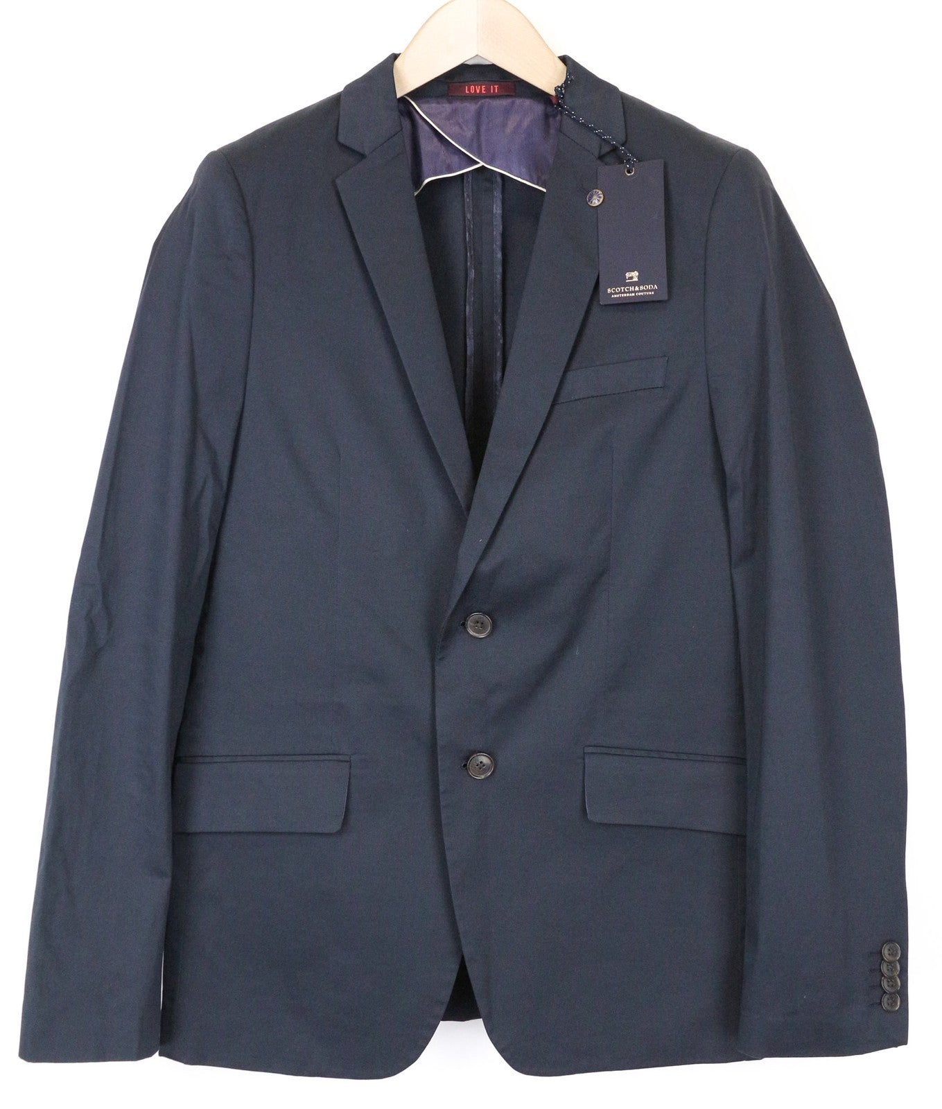 SCOTCH & SODA Ams Couture Men's Blazer M Navy Cotton Stretch Single Breasted