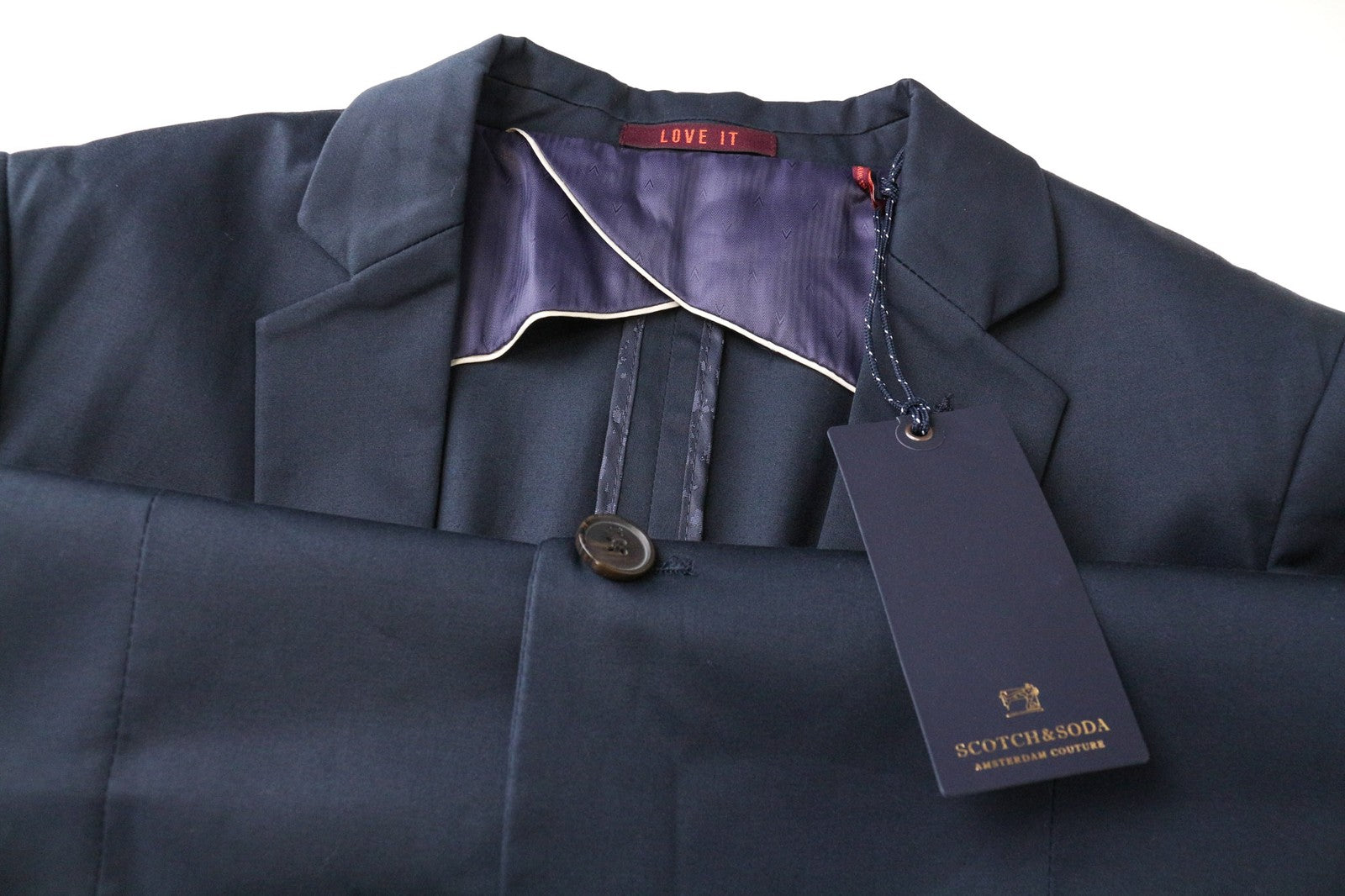 SCOTCH & SODA Ams Couture Men's Blazer M Navy Cotton Stretch Single Breasted