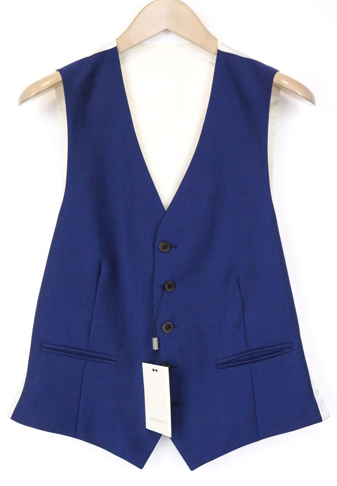 SUITSUPPLY Bari Men's Waistcoat UK38R Blue Wool Mohair Classic V-Neck Lined