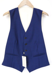 SUITSUPPLY Bari Men's Waistcoat UK38R Blue Wool Mohair Classic V-Neck Lined