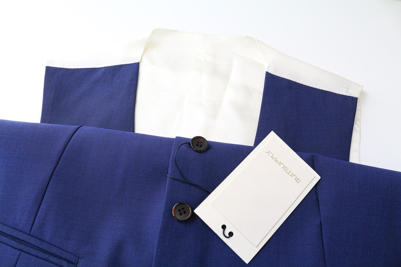 SUITSUPPLY Bari Men's Waistcoat UK38R Blue Wool Mohair Classic V-Neck Lined