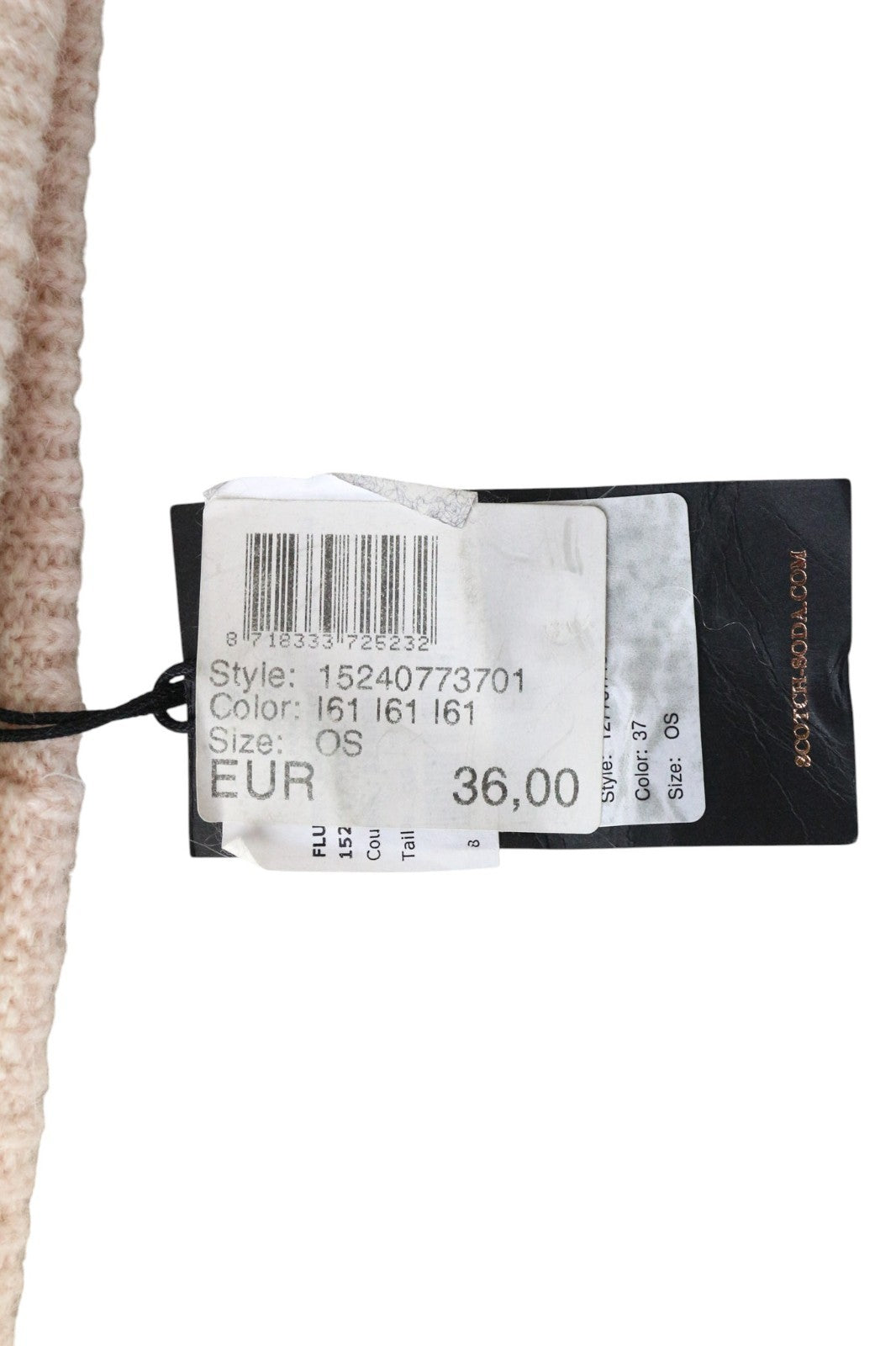 MAISON SCOTCH Women's Hat OS Pink Mohair Wool Blend Knit Beanie Cap